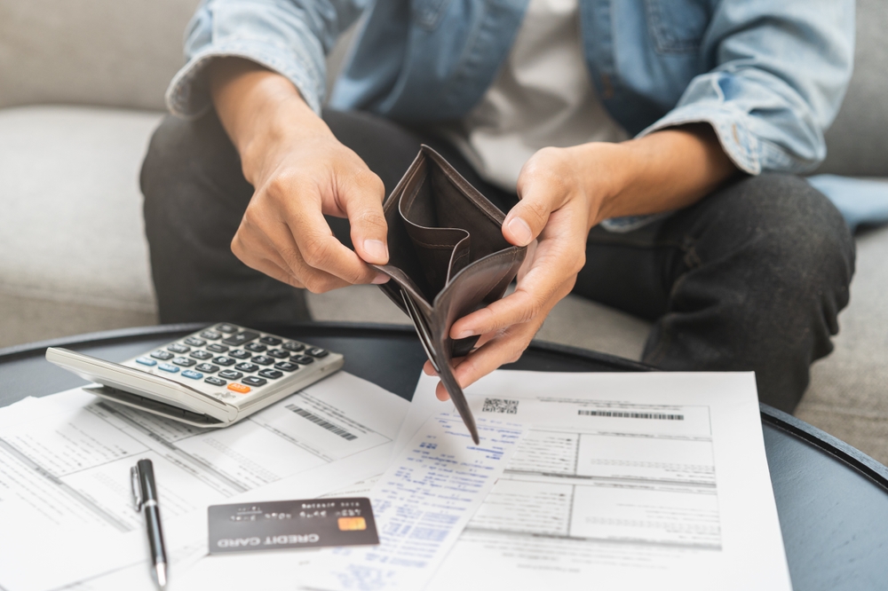 Debt,Financial,Concept,,Stressed,Problem,People,Asian,Man,,Male,Hand